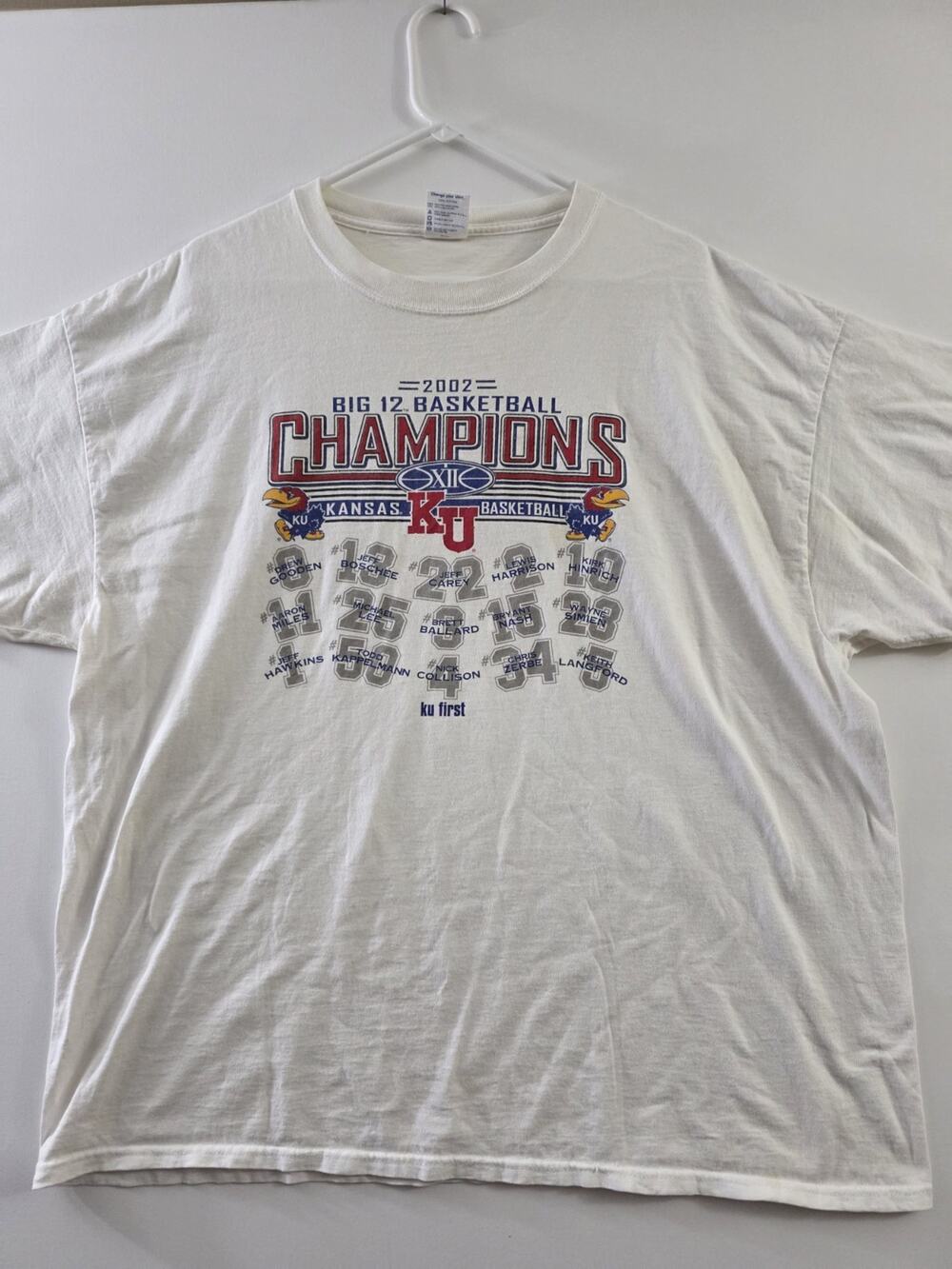 Vintage 2002 University Kansas KU Big 12 Champions Shirt Jayhawks Size XXL 2XL